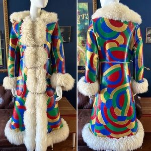 1960s Penny Lane hand painted suede and fur coat